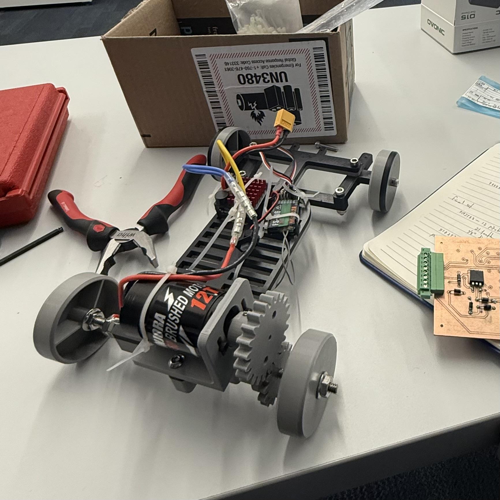 RC car during mechanical assembly